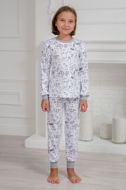 Пижама детская из интерлока Потешка котик серый