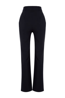 Lacivert Wide Leg/Genis Paca Pileli Dokuma Kumas Pantolon TWOSS21PL0155