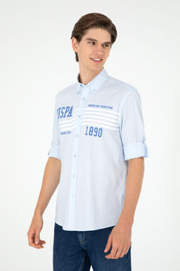 Мужская голубая рубашка с длинным рукавом Неожиданная скидка в корзине - U.s. polo assn фото 3