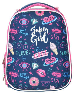 Рюкзак Schoolformat ERGONOMIC 2 SUPER GIRL 19,8 л синий 38х29х18 см жестк. каркас 2 отд. молния д/девочек
