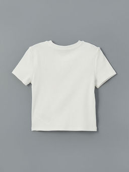 Bisiklet Yaka K?z ?ocuk Crop Ti??rt