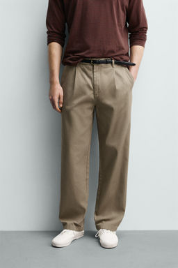 PANTAL?N CHINO RELAXED FIT PLIEGUES / Beige - Zara фото 2