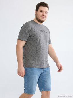 Bisiklet Yaka Bask?l? Erkek Ti??rt