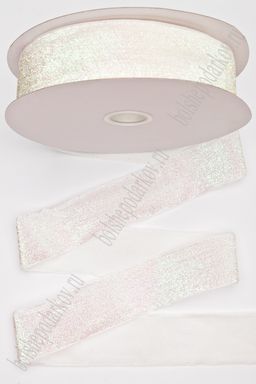 Лента с люрексом 3,8 см*20 ярд (SF-7318) белый хамелеон №28