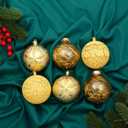 Ёлочные игрушки Мелодия, шары новогодние, d=8 см, набор 6 шт., диско треск, золото