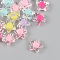 Цена за 20 шт. Бусина для рукоделия и плетения Звёздочка с цветной серединкой, пластик, глянец, 1.2?1.2 см, МИКС