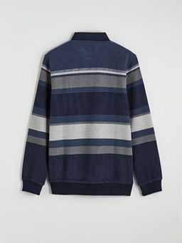 Polo Yaka ?izgili Sweatshirt