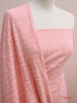 Муслин двухслойный с эф.жатости Веточки цв.св.кораллово-розовый, ш.1.42м, хлопок-100%, 120гр/м.кв - Купава фото 6