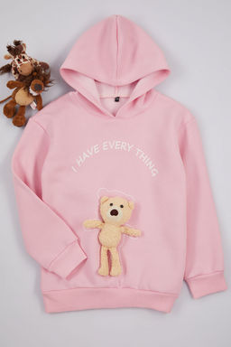 Ekru K?z Cocuk Ay?c?kl? Kapusonlu Orme Sweatshirt TKDAW25SW00016 - Trendyolmilla фото 2