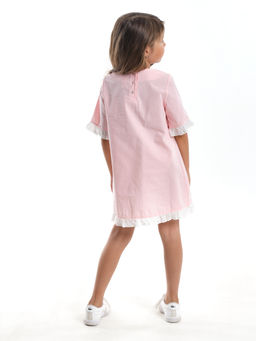 Платье для девочки хлопок UD 4833 крем розовый - Mini maxi фото 6