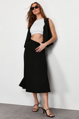 Trendyolmilla Siyah Klos Maxi Esnek Orme Etek TWOSS24ET00156 фото 8