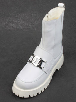 04-YPM5807B WHITE Ботинки зимние женские (натуральная кожа, натуральный мех) - Фабричный китай фото 2