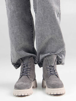 Ботинки 338.1541be. серый замок замша/Байка