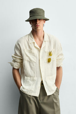 CAMISA RELAXED FIT 100% LINO PLIEGUES / Crudo - Zara фото 2