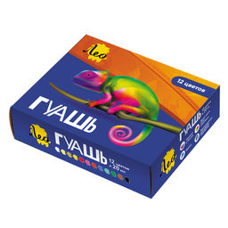 Краска гуашь Лео Ярко набор в картонной упаковке LBG-0112 12 цв. х 20 мл