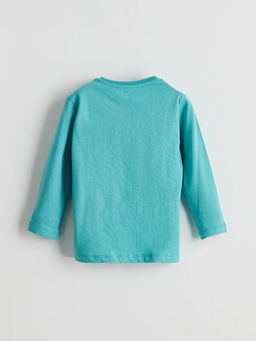 Bask?l? Penye Erkek Bebek Pijama ?st