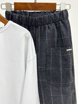 Комплект лонгслив с брюками 22-0077|7971 белый|графит - Mini maxi фото 8