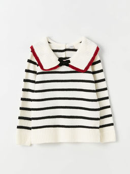 Polo Yaka ?izgili Uzun Kollu K?z ?ocuk Triko Kazak Anne K?z Kombini - Waikiki фото 3