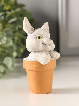 Фигурка гипс Кролик в горшке, 9?5 см, цветной