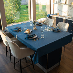 Скатерть декоративная Цвет Эмоций 145х145, саржа, 100% хлопок, Голубая сталь 145х145 - Традиция фото 3