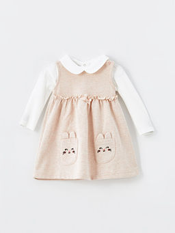 Bisiklet Yaka K?z Bebek Elbise ve Bluz 2li Tak?m