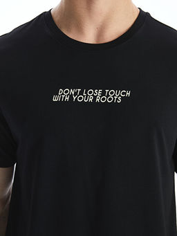 Bisiklet Yaka Bask?l? Erkek Ti??rt