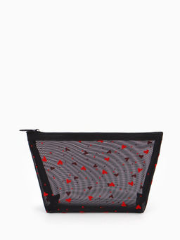 Косметичка женская Little love, с рисунком, на молнии, чёрная