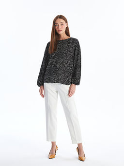 Bisiklet Yaka Puantiyeli Uzun Kollu Kad?n Bluz