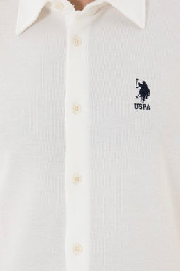 Мужская рубашка с коротким рукавом цвета экрю - U.s. polo assn фото 14