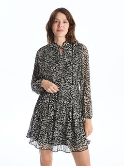 Ba?lamal? Yaka Desenli Elbise