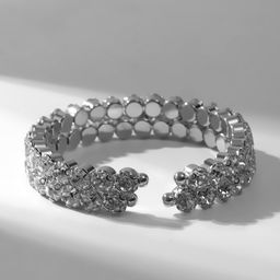 Цена за 2 шт. Браслет со стразами «Шайн» 2 ряда, цвет белый в серебре