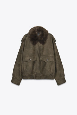 REMOVABLE COLLAR FAUX SUEDE JACKET - Zara фото 8
