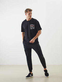 Bisiklet Yaka Bask?l? Erkek Ti??rt