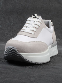 03-YG497-1 WHITE/GREY Кроссовки женские (натуральная кожа) - Фабричный китай фото 5