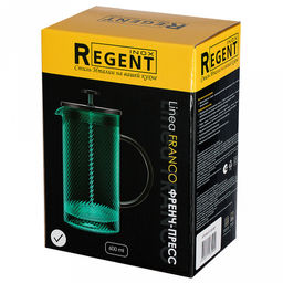 Френч-пресс стеклянный корпус Franco 0,6л, д9см, h19см, боросиликатное стекло, крышка/пресс из нержавеющей стали, зеленый, цветная коробка, Regent (Китай) - Домашняя мода фото 5