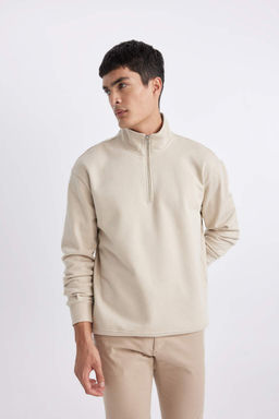 Толстовка Comfort Fit на молнии с воротником-стойкой - Defacto фото 3