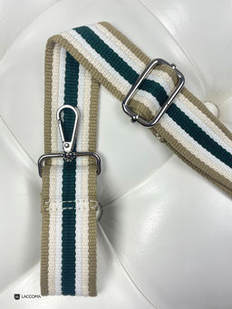 LACCOMA ремень 1000-полоса-3,8-зелен/беж/крем/белый полиэстр