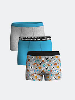 Bask?l? Erkek ?ocuk Boxer 3l?