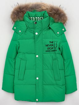 Куртка для мальчика отделка натуральный мех AN3119S зеленый