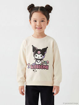 Kuromi Bask?l? K?z ?ocuk Kal?n Sweatshirt