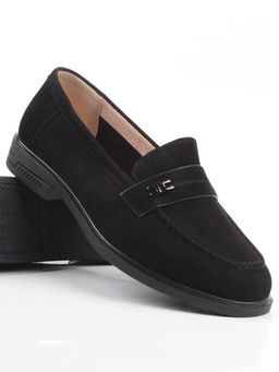 03-DEB17-2 BLACK Лоферы женские (натуральная замша)