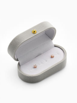 Футляр под серьги, кольца, Овал вытянутый, бархатный, 7.5?4?3 см, серый