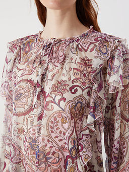 Ba?lamal? Yaka Desenli Bluz