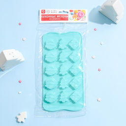 Форма для конфет и шоколада Доляна Новый год, силикон, 21?10.5 см, 15 ячеек, бирюзовая