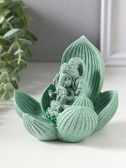 Фигурка полистоун «Лотос и Ганеша», зелёный, 12.5×12.5×11 см
