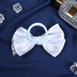 Цена за 6 шт. Бант для волос на резинке «Школьница стиль», классика кружево, 12 см, белый