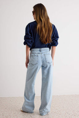 A__k Mavi Y_ksek Bel Wide Leg Geni_ Pa_a %100 Pamuk Non-Stretch Jeans TWOSS23JE00068 - Trendyolmilla фото 4