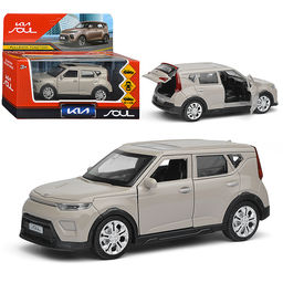 Машина металл KIA Soul 12 см, (двери, багаж.,серый) инерц., в коробке