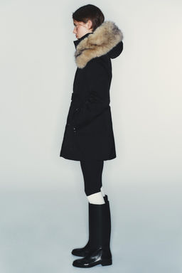 PUFFER JACKET WITH FAUX FUR HOOD, WATER AND WIND PROTECTION - Zara фото 19