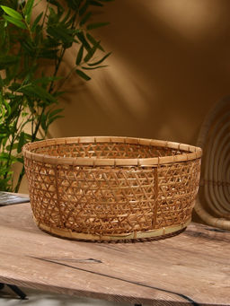 Корзина плетёная «Клоус», 36×36×14 см, бамбук, светлая